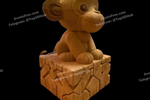 Wooden monkey multi coloured