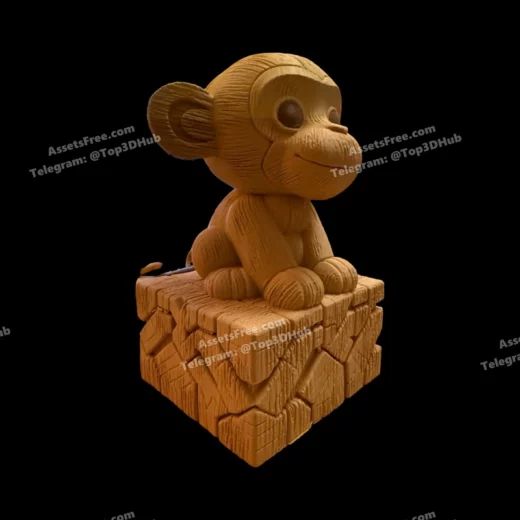 Wooden monkey multi coloured