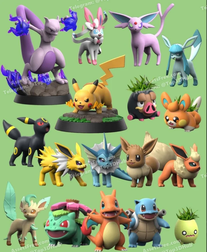 08-22 Pokemon August Pack – STL 3D Print Model | AssetsFree.com 08 22 Pokemon August Pack