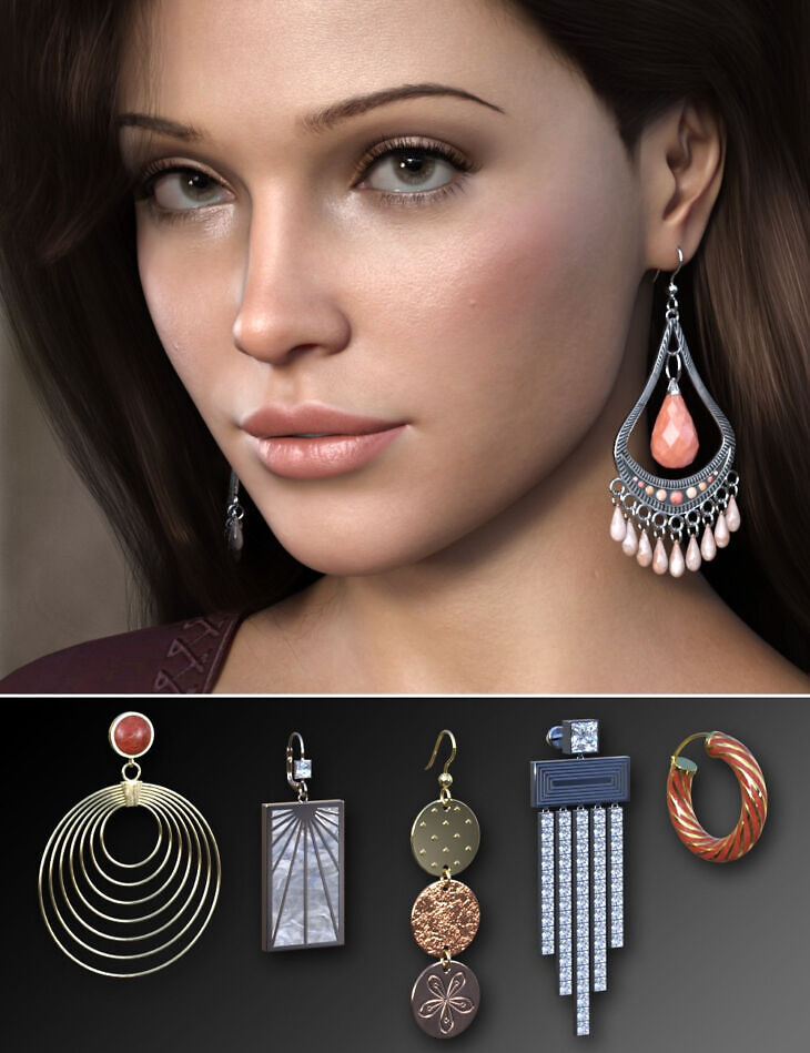 Assorted Earrings Volume 1 for Genesis 9 – STL 3D Print Model | AssetsFree.com Assorted earrings volume 1 for genesis 9