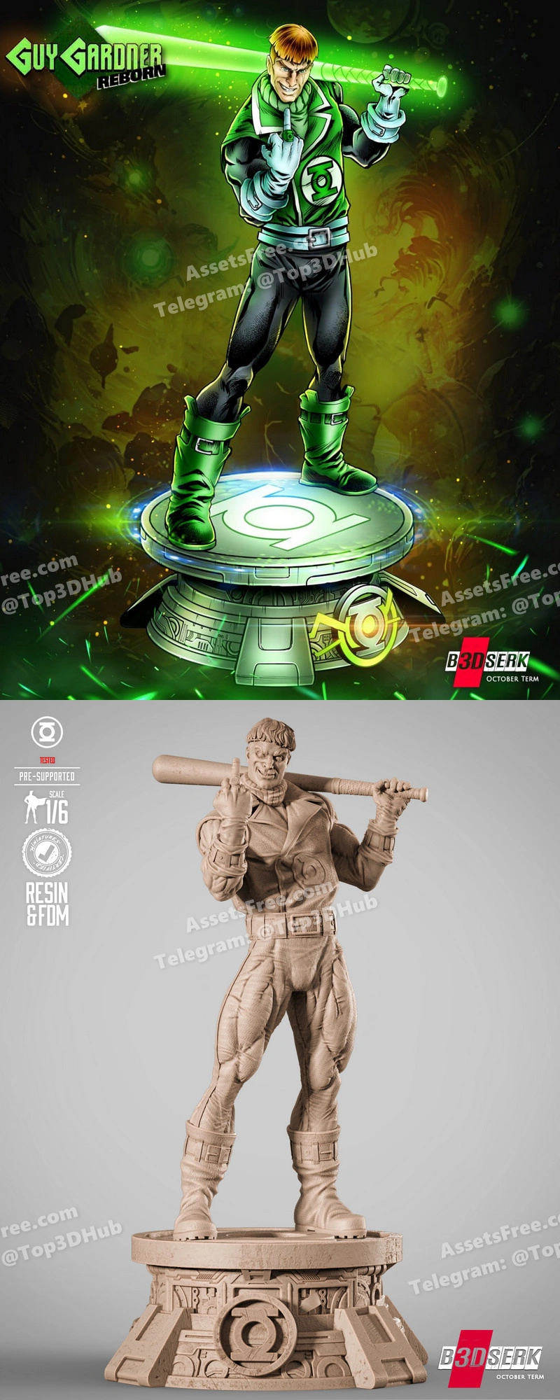 B3dserk guy gardner sculpture