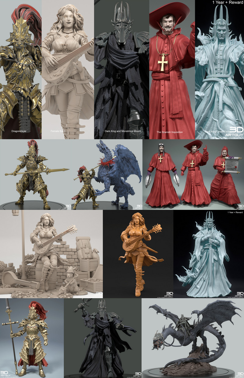 Fantasy Pack - (Dark King and The Nameless Wraiths, Monstrous Mount, Spanish Inquisition, The Dragonslayer, Female Bard, The Dark King)