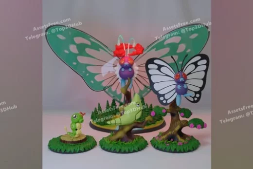 Pack 10 Caterpie Metapod Butterf