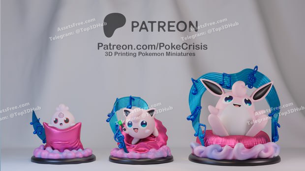 Pack 15-2 Igglybuff Jigglypuf Wigglytuf – STL 3D Print Model | AssetsFree.com Pack 15 2 igglybuff jigglypuf wigglytuf