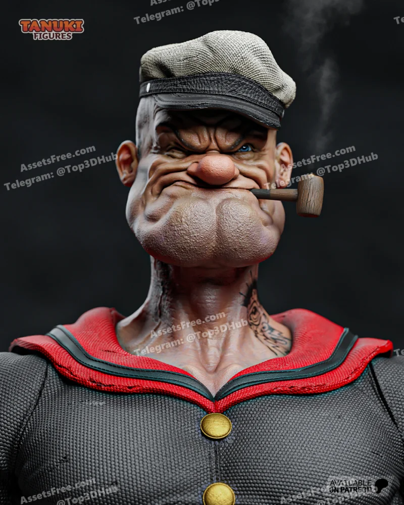 Popeye_Bust_TanukiFigures (2) – STL 3D Print Model | AssetsFree.com Popeye Bust TanukiFigures (2)