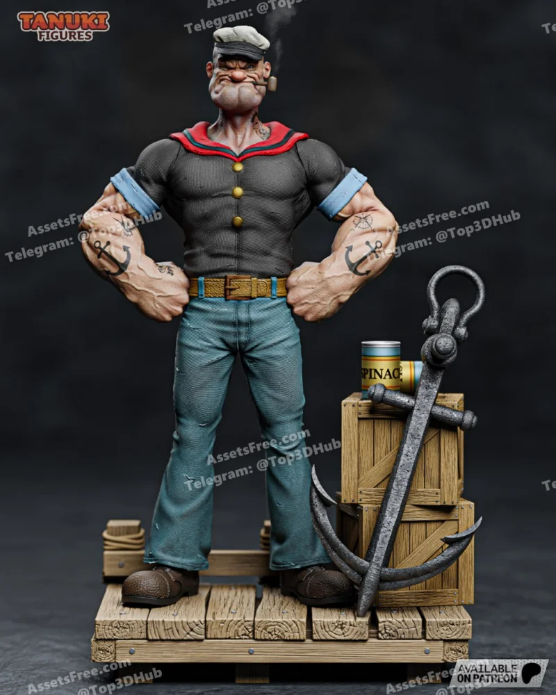 Popeye_Bust_TanukiFigures – STL 3D Print Model | AssetsFree.com Popeye Bust TanukiFigures
