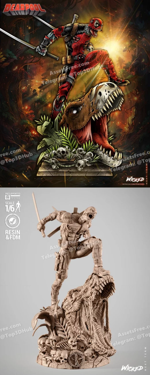 Wicked deadpool zombie sculpture