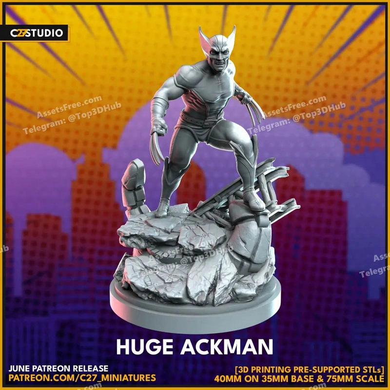 Wolverine (Brown Suit) (Huge-ackman) – STL 3D Print Model | AssetsFree.com Wolverine (Brown Suit) (Huge ackman)