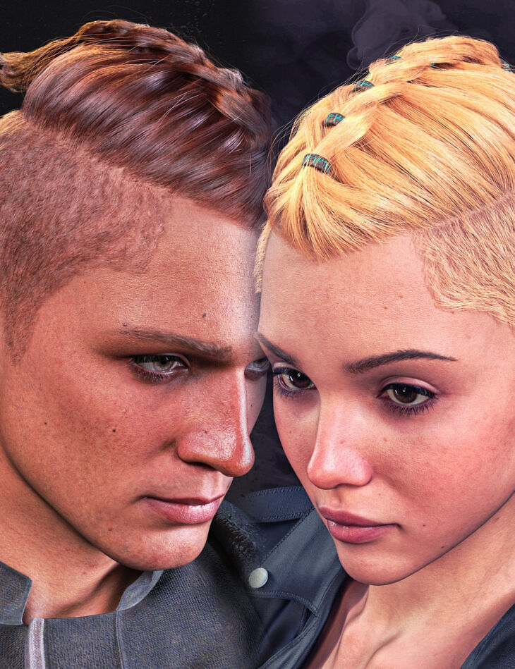 DForce Strand Based FE Viking Braids Hair for Genesis 9,8 and 8.1