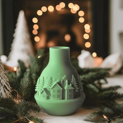 Winter village vase
