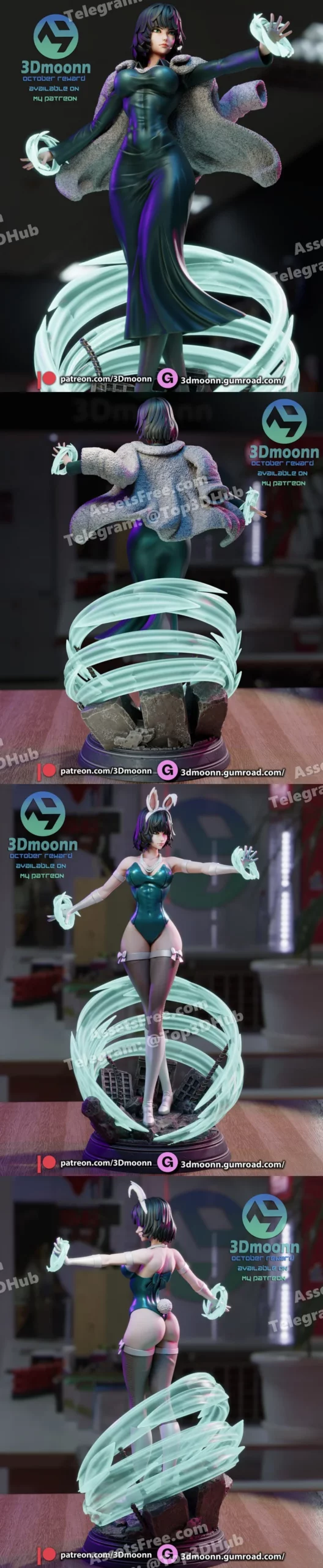 3Dmoonn – One Punch Man – Fubuki – STL 3D Print Model | AssetsFree.com 3Dmoonn One Punch Man Fubuki