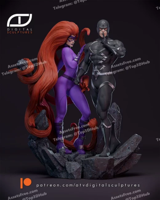 ATV Digital Sculptures Black Bolt and Medusa