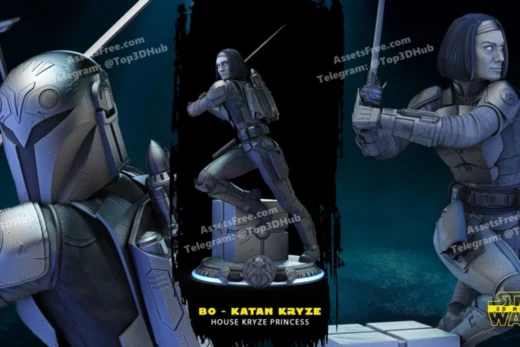 Bo Katan Sculpture Star Wars 3D Models 30 cm 19 parts Non Supported