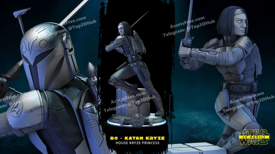 Bo Katan Sculpture Star Wars 3D Models 30 cm 19 parts Non Supported