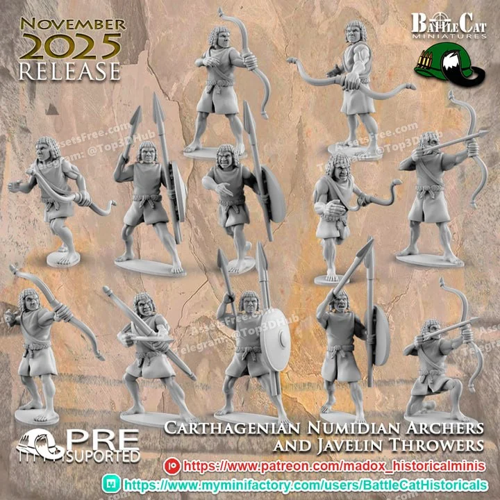 Carthagenian-Numidian-Archers-and-Javelin-Throwers – STL 3D Print Model | AssetsFree.com Carthagenian Numidian Archers and Javelin Throwers