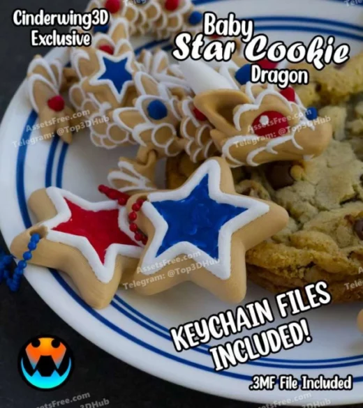 Cinderwing3D+Star+Cookie+Keychain