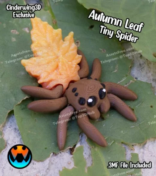 Cinderwing3D+Tiny+Spider+Autumn+Leaf