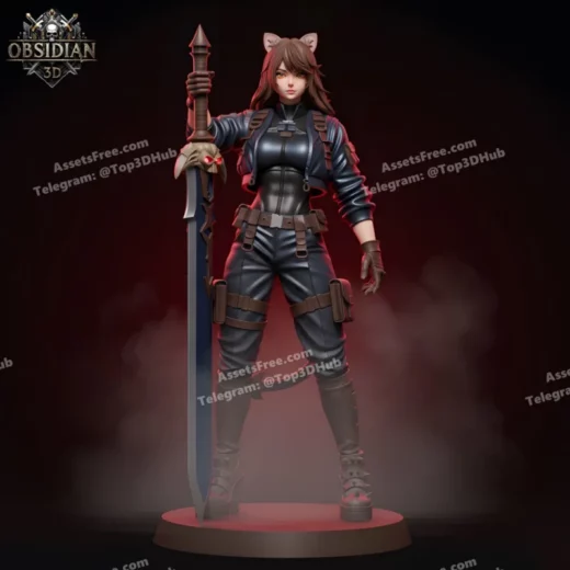 Obsidian 3D Cat Warrior Girl