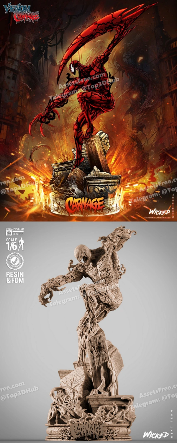 Wicked – Carnage 2025 Sculpture – STL 3D Print Model | AssetsFree.com Wicked Carnage 2025 Sculpture