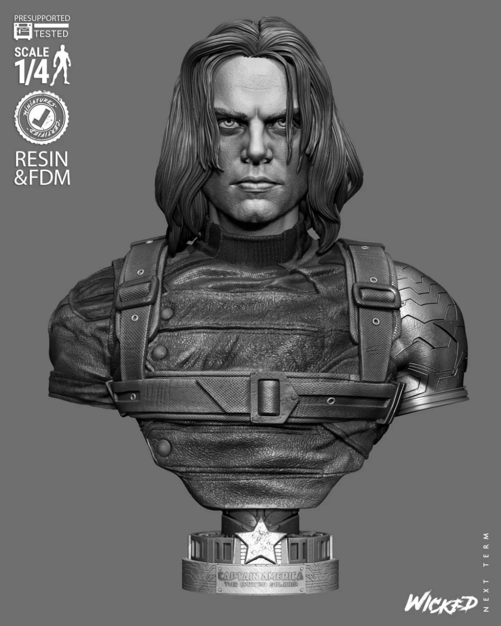 Wicked – Winter Soldier 2025 Portrait Bust – STL 3D Print Model | AssetsFree.com Wicked Winter Soldier 2025 Portrait Bust