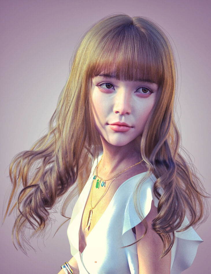 DForce FE Curly Gentle Long Hair for Genesis 9, 8, and 8.1