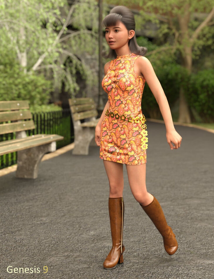 DForce Go Go Dancer Outfit and Dance Cage for Genesis 9 and 8 Female