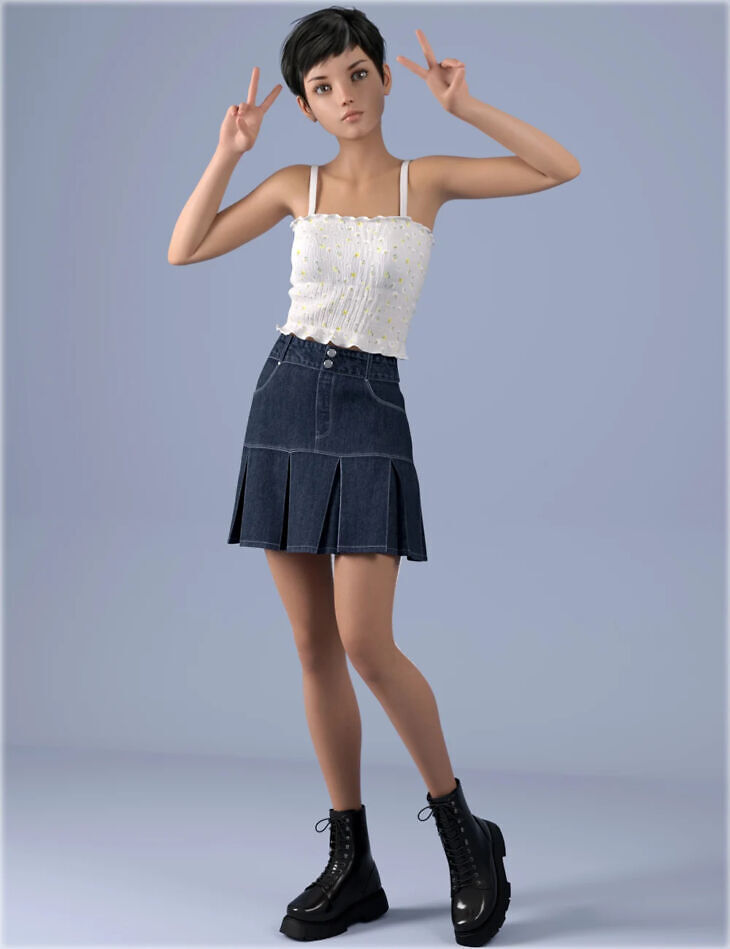 dForce HnC Pleated Denim Skirt Outfit for Genesis 8.1 Females – STL 3D Print Model | AssetsFree.com DForce HnC Pleated Denim Skirt Outfit for Genesis 8.1 Females
