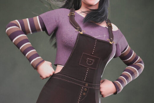 DForce LA Overalls Outfit for Genesis 9 and 8 Female