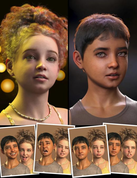 CX Elisa and Elian HD Characters and Expressions Bundle for Genesis