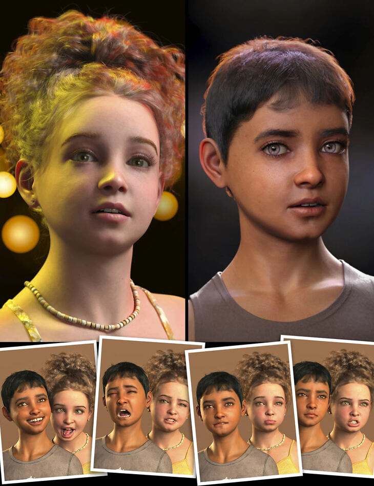 CX Elisa and Elian HD Characters and Expressions Bundle for Genesis