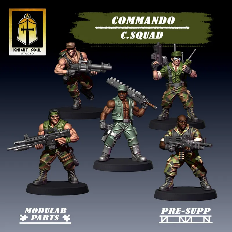 Knight Soul Studios – Commando Command Squad – STL 3D Print Model | AssetsFree.com Knight Soul Studios Commando Command Squad