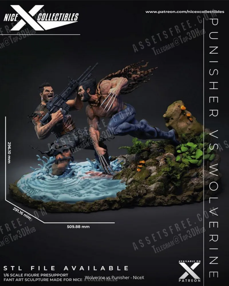Nice X CollectiblesWolverinePunisher – STL 3D Print Model | AssetsFree.com Nice X CollectiblesWolverinePunisher