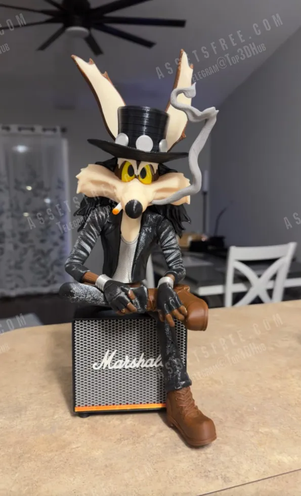 Wile E. Coyote Rockstar – Metal Vibes – STL 3D Print Model | AssetsFree.com Wile E. Coyote Rockstar Metal Vibes