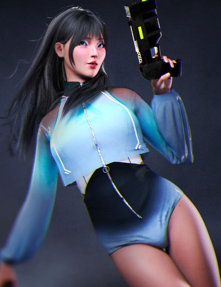 DForce LA Cyber Outfit for Genesis 9 and 8 Female
