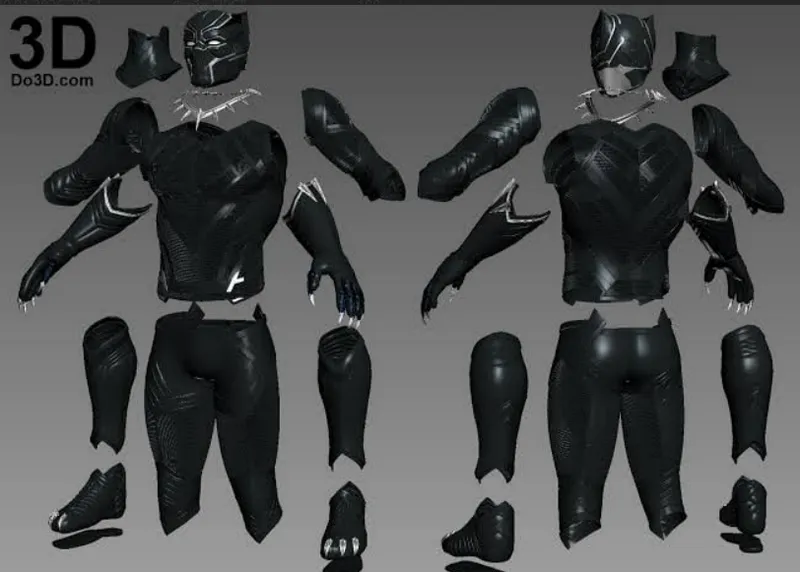 Do3d Black Panther Suit Armor Gauntlet Shin Nails Claws Necklace