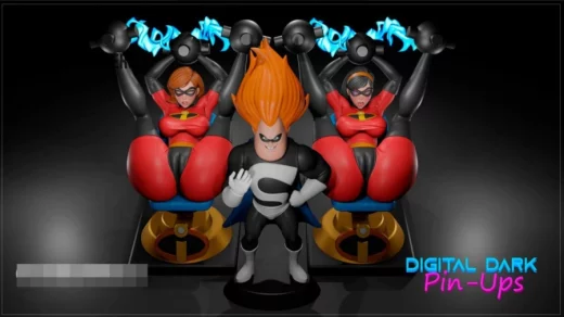 Digital Dark Pinups Elastigirl and Invisible Girl