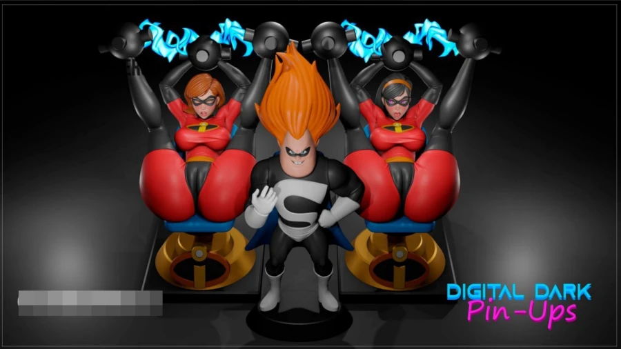 Digital Dark Pinups Elastigirl and Invisible Girl