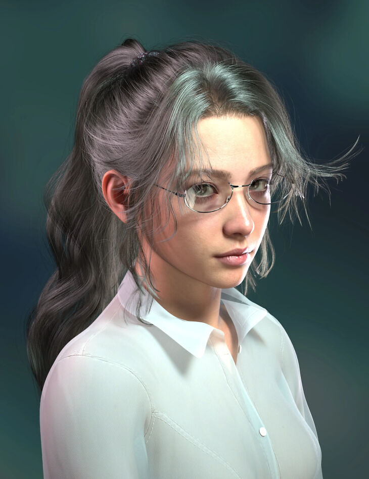 DForce Strand Based FE Long Ponytail Hair for Genesis 9 8 and