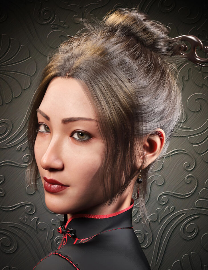 DForce Strand Based FE Simple Updo Hair for Genesis