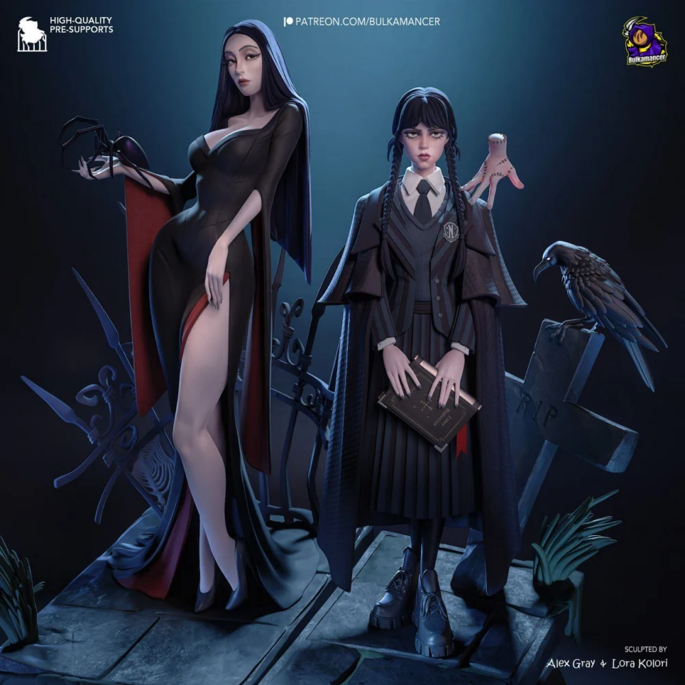 Wednesday and Morticia Addams The Addams Family