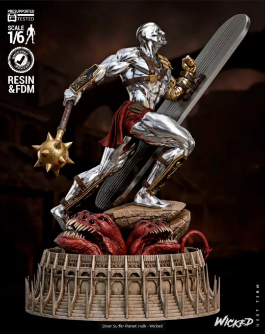Wicked Silver Surfer Sculpture