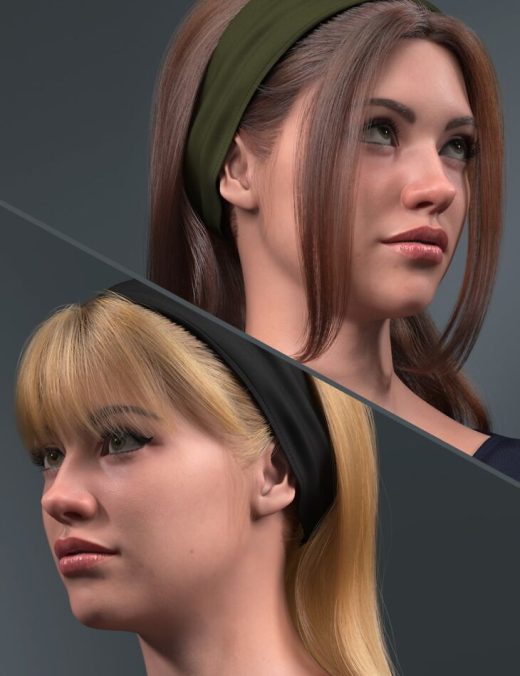 DForce Strand Based 2 in 1 Long Hair with Headband for Genesis