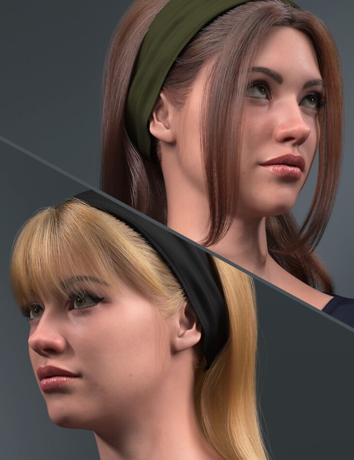 DForce Strand Based 2 in 1 Long Hair with Headband for Genesis