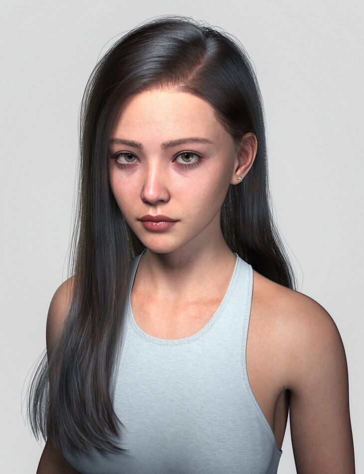DForce Strand Based FE Side Part Straight Hair for Genesis 9, 8 and 8.1