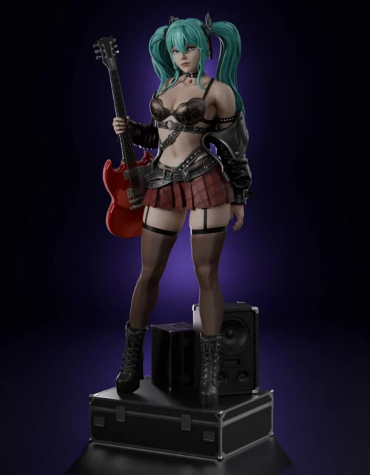 Hatsune Miku Rock Abe3D by VitorLira
