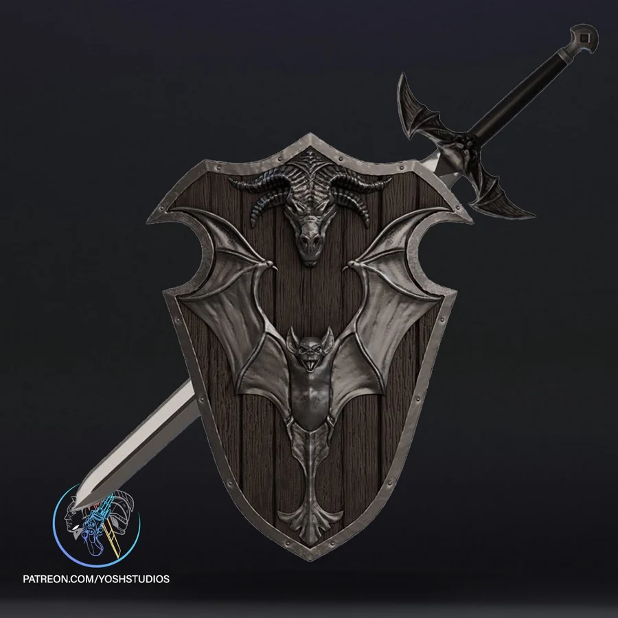 Medieval Batman Sword and Shield By Yosh Studios