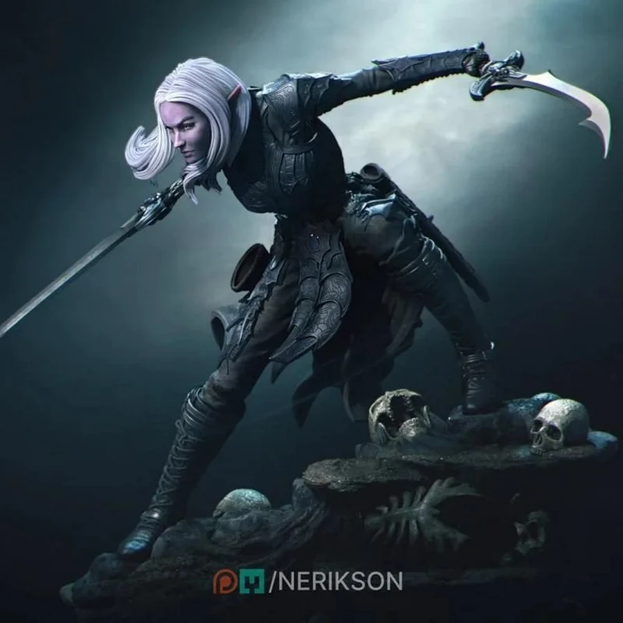 Nerikson – Lierin The Drow Fighter – 3D Print Model STL – STL 3D Print Model | AssetsFree.com Nerikson – Lierin The Drow Fighter – 3D Print Model STL