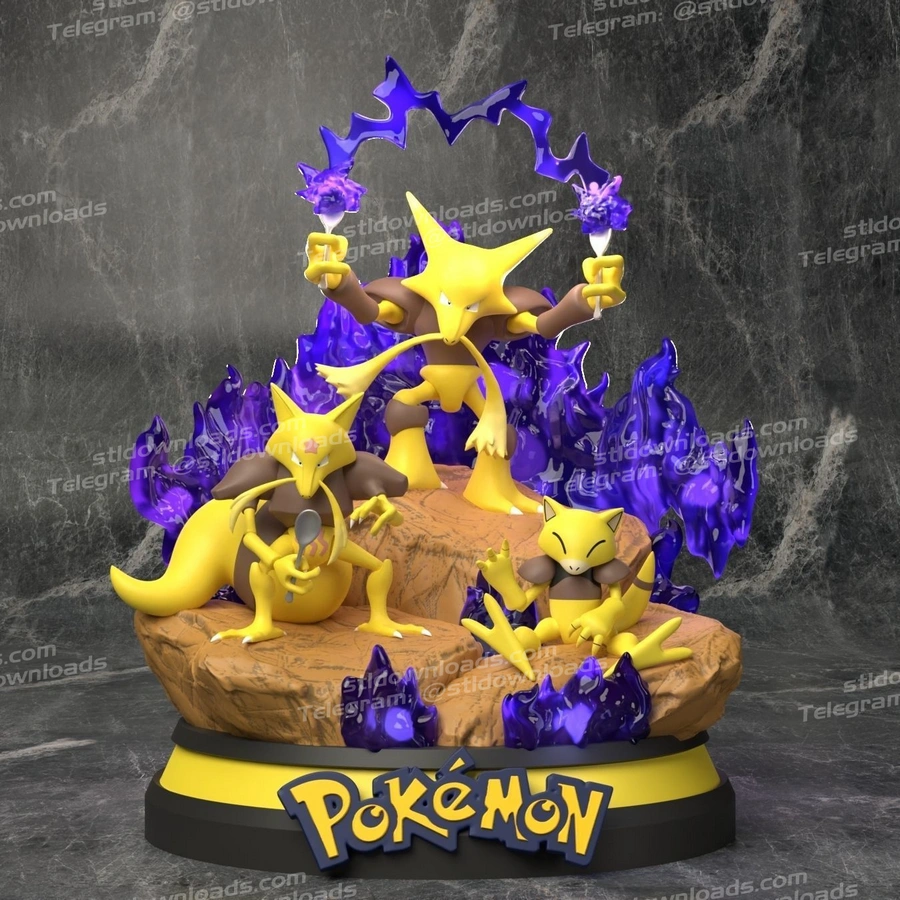 Pokemon Abra Evolution Line Diorama (Fontoura3D)
