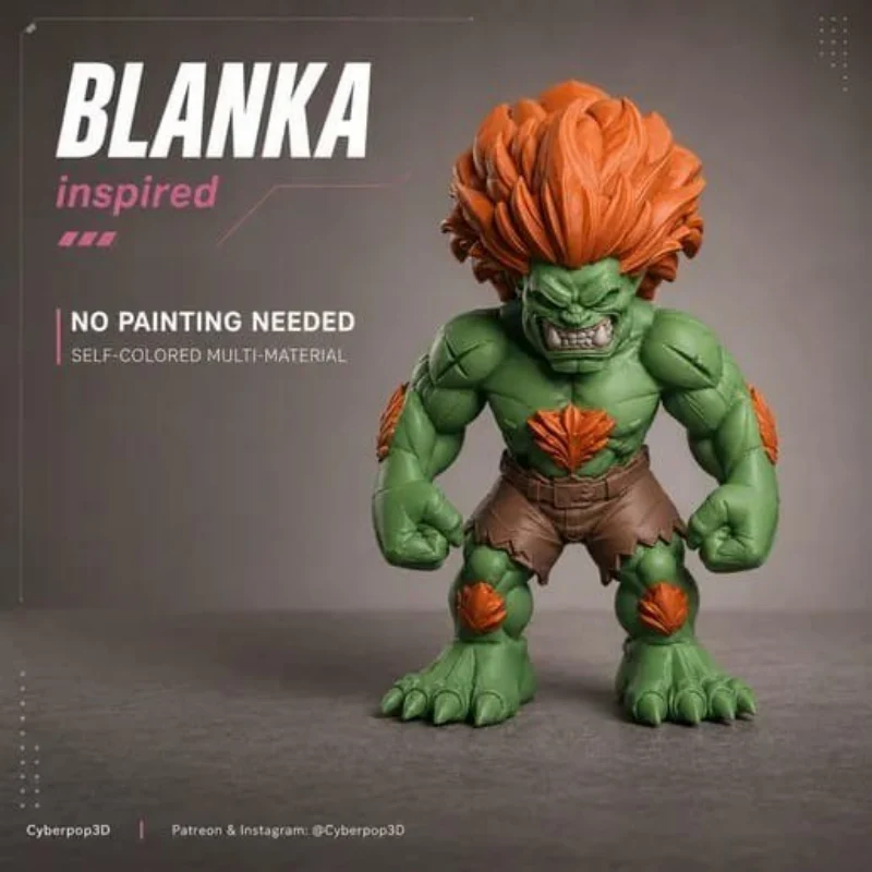 Blanka street fighter no ams multi color print