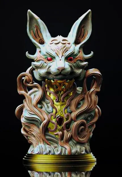 Kitsune Fox Bust (Pre Supported) (Fotis Mint)